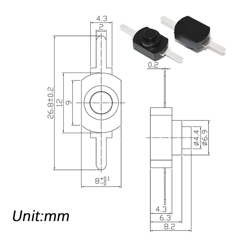 mxuteuk 50pcs Black Latching Mini ON/Off Switch Self-Lock Micro Push Button Switch DC 30V 1A for Light Lamp Wall Outlet DIY SMD Flashlight Type BK-1208 - Image 2